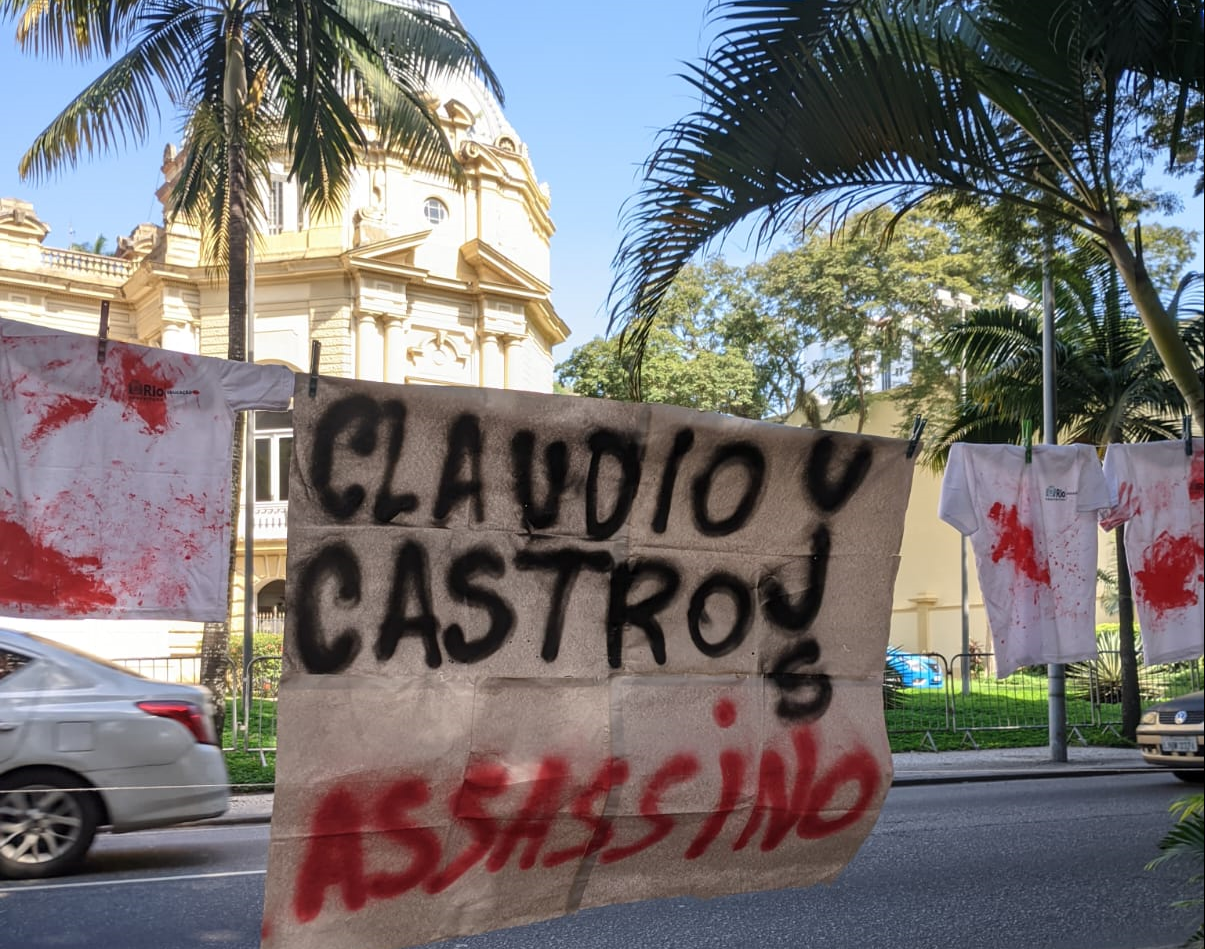 Estudantes protestam contra política de segurança pública de Cláudio Castro no Rio