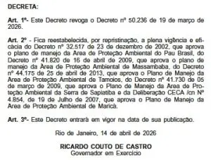 Couto revoga o último decreto de Cláudio Castro.